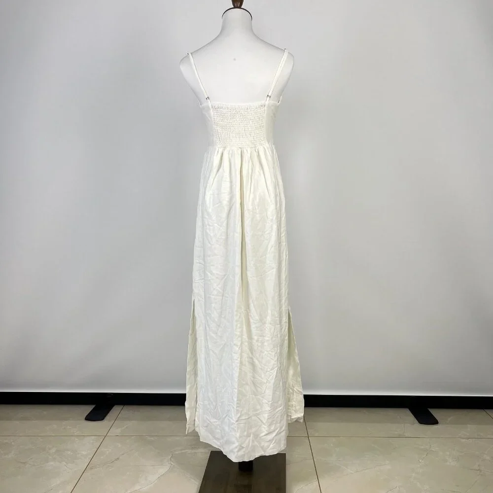 NWOT Farm Rio Linen Blend White Sleeveless Maxi Dress Size S - Picture 8 of 15